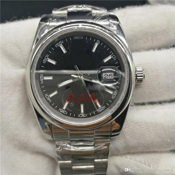 

2020 men 36mm automatic mechanical watch no battery sweeping movement stainless steel clock date model watches, Slivery;brown