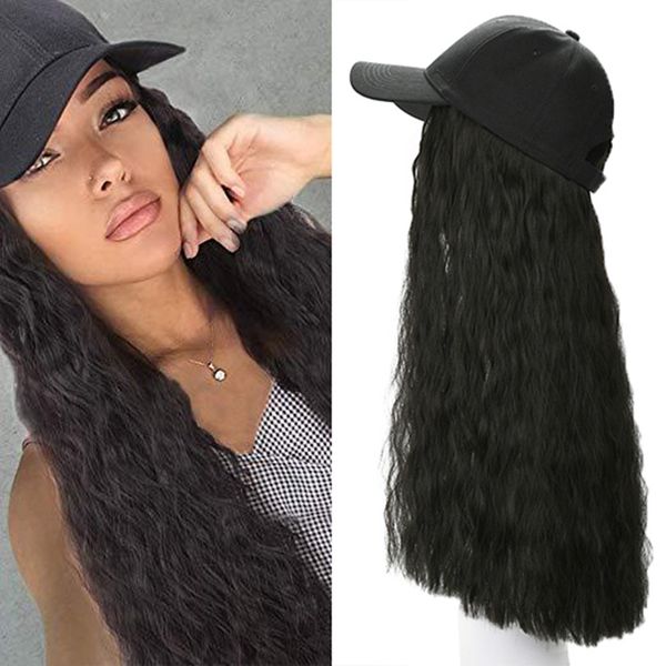 

2019 новая мода женщины бейсболки парик волос смешные hat повседневная streetwear hip hop cap, Black