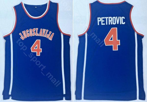 

men basketball drazen petrovic jersey 4 college blue jugoslavija jerseys for sport fans university breathable on sale, Black
