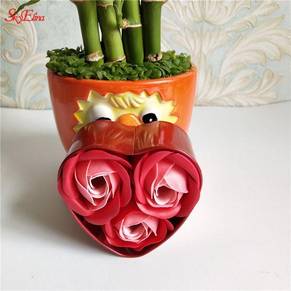 

heart shaped box soap flower head petal rose soap flower wedding decoration gift 5z