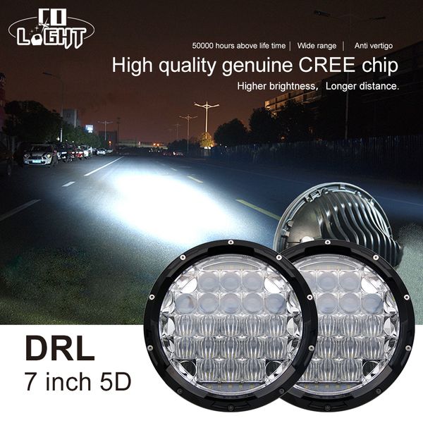 

7-дюймовый led фары 5d привет / lo 70w 35w 12v водить drl для hummer lada niva уаз 4x4 мотоцикл внедорожный 4x4 suv atv passat