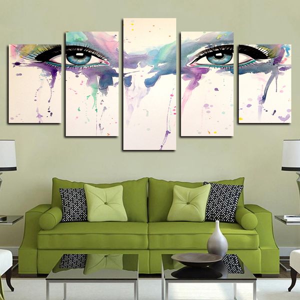 

5 panels canvas prints wall art paintings psychedelic eyes poster artworks print on canvas oil paintngs wall decor
