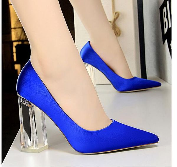 

2019 bigtree new women high heels women pumps women shoes fashion wedding shoes party shoes size 35-43, Blue;gray