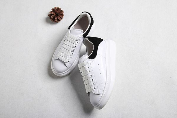 

2018 mens women fashion luxury white leather black back platform shoes flat casual shoes lady black pink gold women white sneakers t07