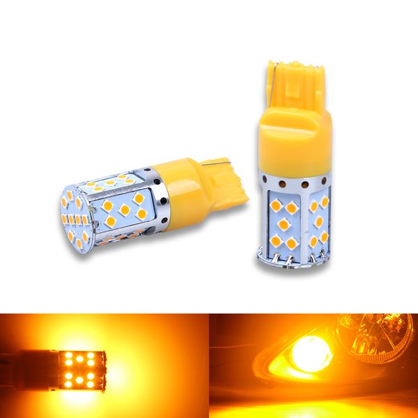 

new 2pcs t20 7440 bau15s 1156 led bulb 3030 35smd canbus car drl turn signal lights led lamp yellow 12v