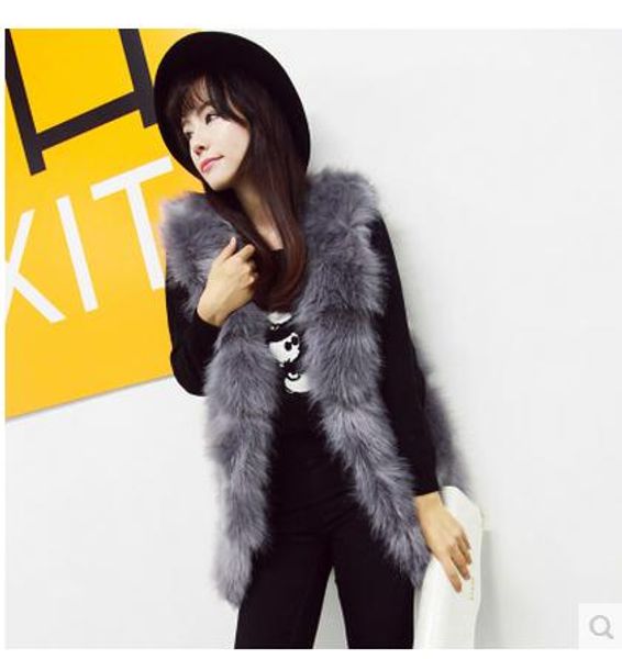 

x/5xl womens winter autumn imitation fur vest casual female large size v neck fur waistcoats vest coats sleeveless jackets c27, Black;white