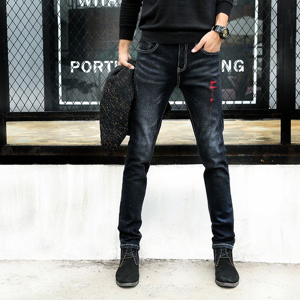 

2019 new shelves, stylish big boy slim feet jeans , trousers men , fashion college style men's pencil pants jeans, Blue