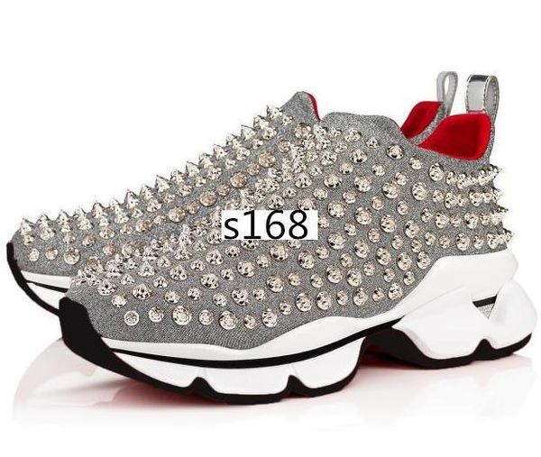 

2020 brand red bottoms crystal leather sneakers mens shoes womens rivet spiky junior spike sock krystal donna red bottom 8, Black