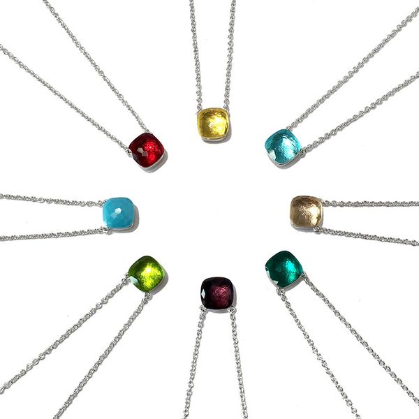 

exquisite classic candy necklace 22 kind of colors crystal buckle water necklaces for women fashion jewelry, Silver
