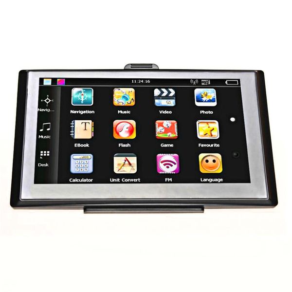 

7in hd touch screen car truck gps navigation 256mb/8gb navigators fm bluetooth mp3/mp4 players support tf global map r15