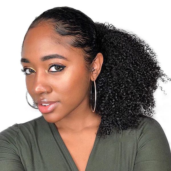 3b 3c Kinky Curly Clip In Ponytail Human Hair Extensions Brazilian