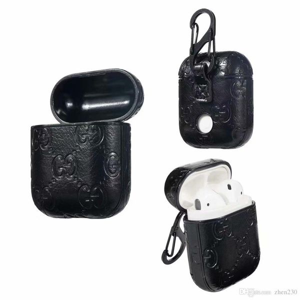 

For Airpods Case PU Leather Protective Cover Hook Clasp Keychain Anti Lost Fashion Earphone Cases Protector For gifts
