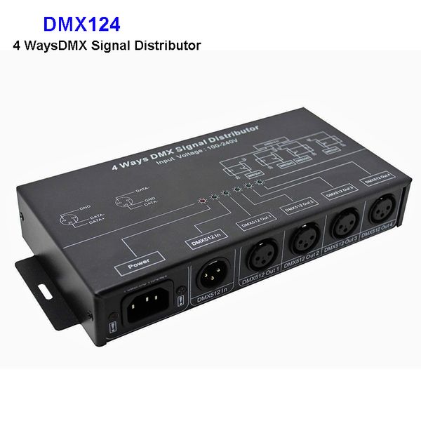 DMX124 DMX512 Усилитель Splitter DMX Ретранслятор сигнала 4CH 4 Выходные Порты DMX Сигнал Дистрибьютор AC100V-240V Вход Бесплатная Доставка