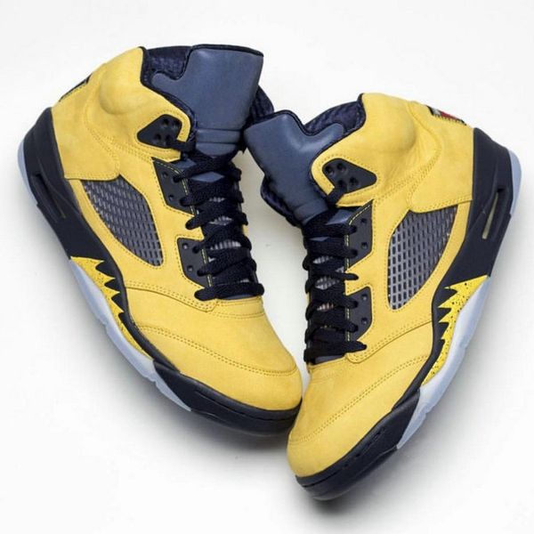 

2019 new release 5 sp men basketball shoes michigan inspire college navy amarillo 5s sneakers yellow nubuck upper man sport shoes cq9541-704, White;red