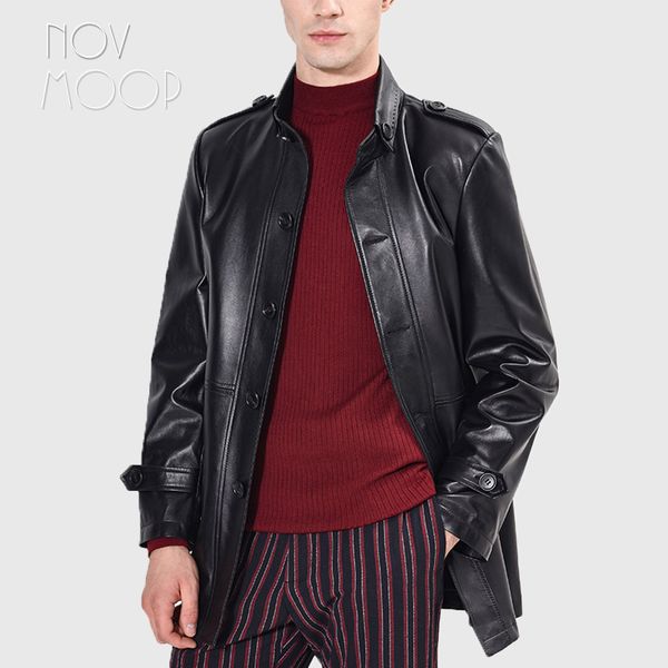 

2018 new men black genuine leather real lambskin leather casual trench coat jackets outwear jaqueta de couro lt2556 ship