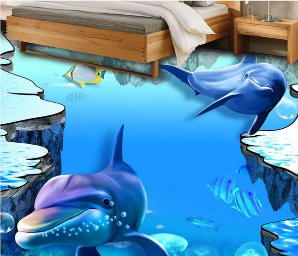 

пользовательские фото этаж обои 3d ground sea dolphin подводный wor гостиная комната 3d напольная плитка настенная пвх самоклеящаяся рулон о