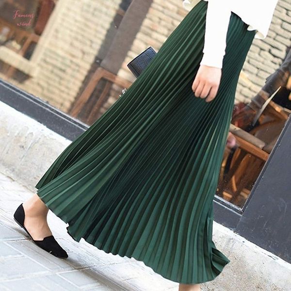 

30h in store summer solid womens pleated skirts summer elegant midi elastic waist skirt pleated skirt beachwear, Black