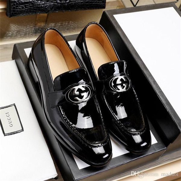 

18ss new british men's slip on split leather pointed toe men dress shoes business wedding oxfords formal shoes for male 2020 38-46 y11, Black