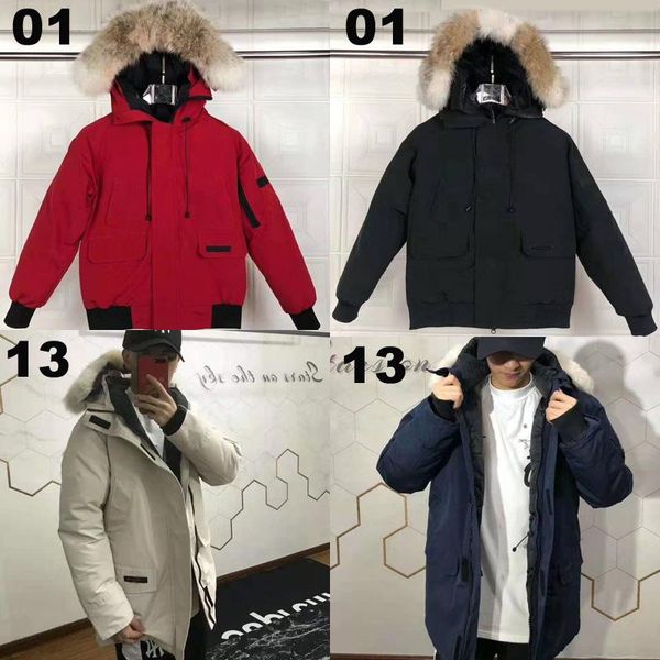 

теплый пуховик волчий мех с капюшоном мужской толстый пуховик для канадской куртки зимняя пуховая куртка верхняя одежда doudoune homme, Black
