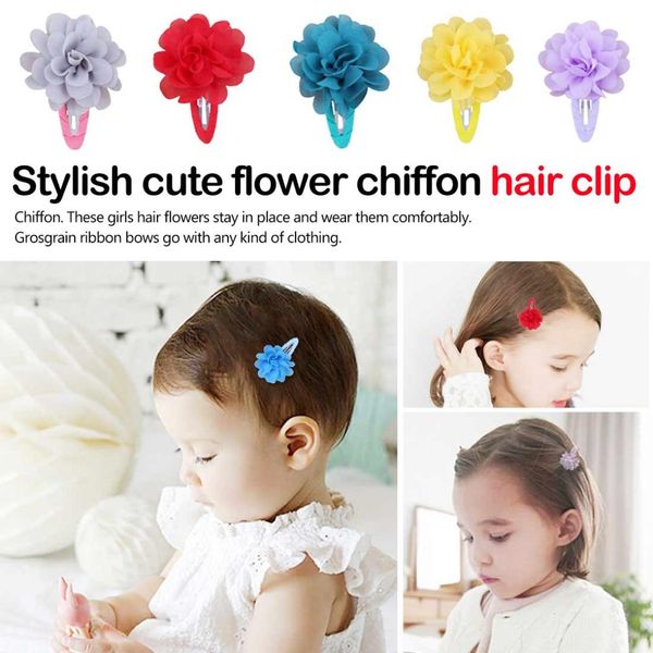 

hair clips for women chiffon flower head hairins for girls colorful metal flowers clips hair accessoires, Slivery;white