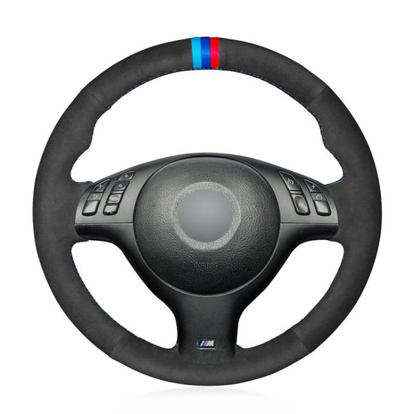 

black suede car steering wheel cover for m sport 3 series e46 330i 330ci 5 series e39 540i 525i 530i m3 m5 2000-2006 parts