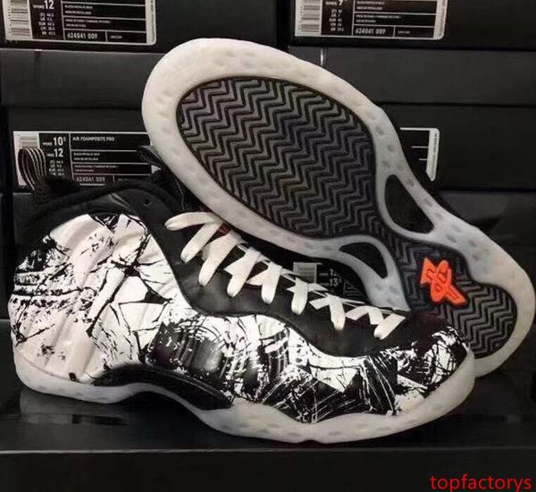 

new 2020 penny hardaway foam one mens basketball shoes black white graffiti mens basketball shoes halloween spray shoes