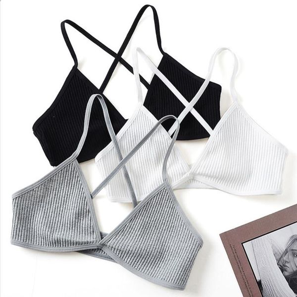 

1 pc comfort cotton bras for women thin french style bralette deep v triangle cup wireless push up seamless wire bra, Red;black