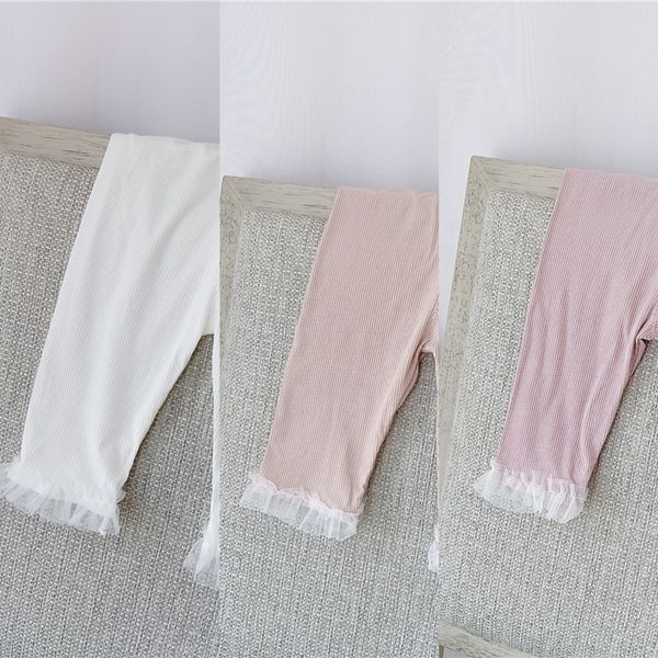 

summer 2020 0-3 years old baby girl girl foreign style lace solid color five-point tight tight pants lace tights pants leggings, Blue