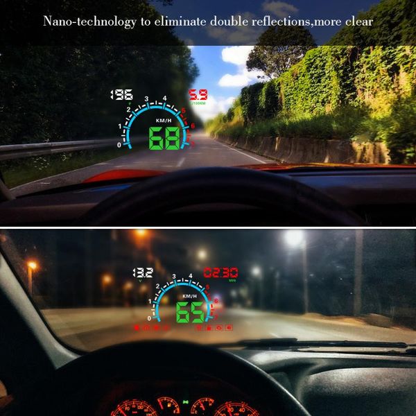 

e350 obd2 hud car display 5.8 inch screen easy plug and play overspeed alarm fuel consumption display hud projector