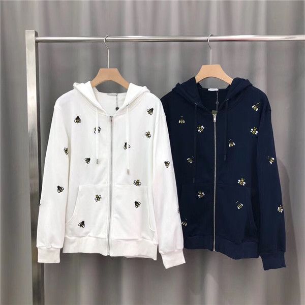 

19fw luxurious brand design dr hooded jackets sweatshirts men women clothes sweater fashion full bee print streetwear outdoor hoodies coat, Gray;blue