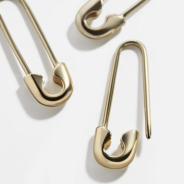 

new simple safety pin studs earrings for women gothic fashion gold metal earrings female korean jewelry ear cuff accessories, Golden;silver