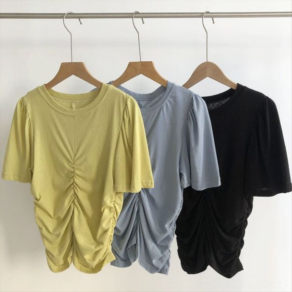 

east gate women's pleated t- women's summer fashion small slim ins t-shirt shirt short sleeve top, White