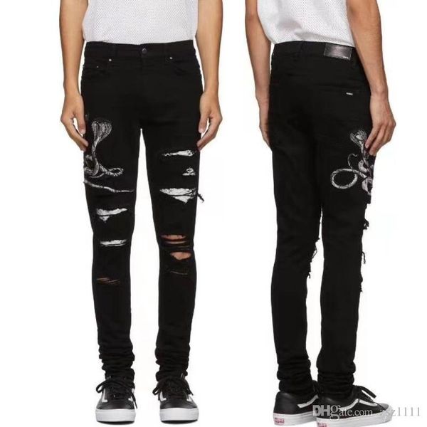 

новый дизайн роскошные джинсы классический хип-хоп штаны дизайнер джинсы проблемные ripped байкер jean slim fit мотоцикл джинсы, Blue