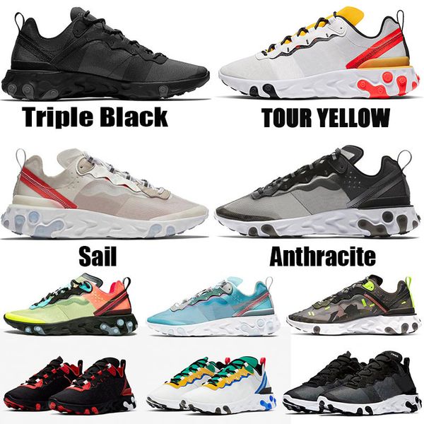 

quality react element 55 87 undercover mens running shoes triple black white red sail anthracite sneakers sports shoes arthur q23