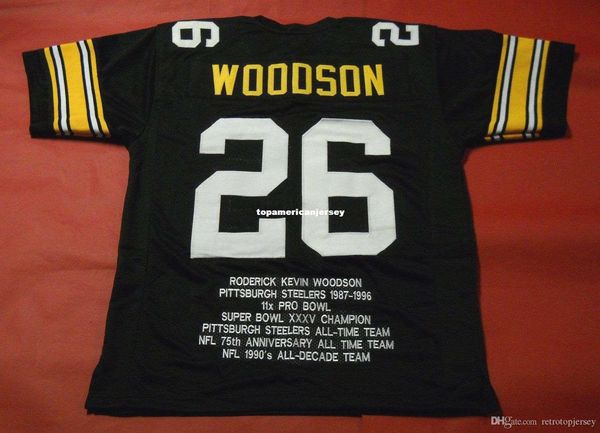 

retro #26 rod woodson custom stat mitchell & ness jersey black mens stitching s-5xl,6xl football jerseys running, Black;blue