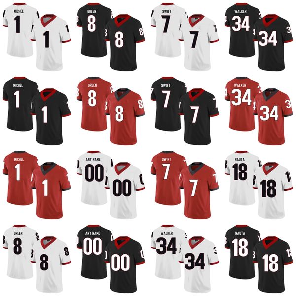 

Georgia Bulldogs #A.J Green D'Andre Swift Herchel Walker Isaac Nauta Sony Michel College Football Stitched Jerseys White Black Red