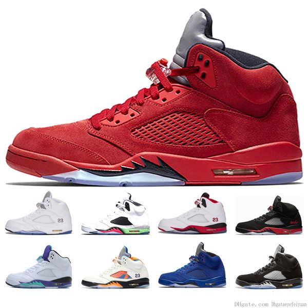 

5 5s мужчины баскетбол обувь red blue suede огонь красный белый черный bred cement space jam oreo дизайнер кроссовки vi спортивная обувь
