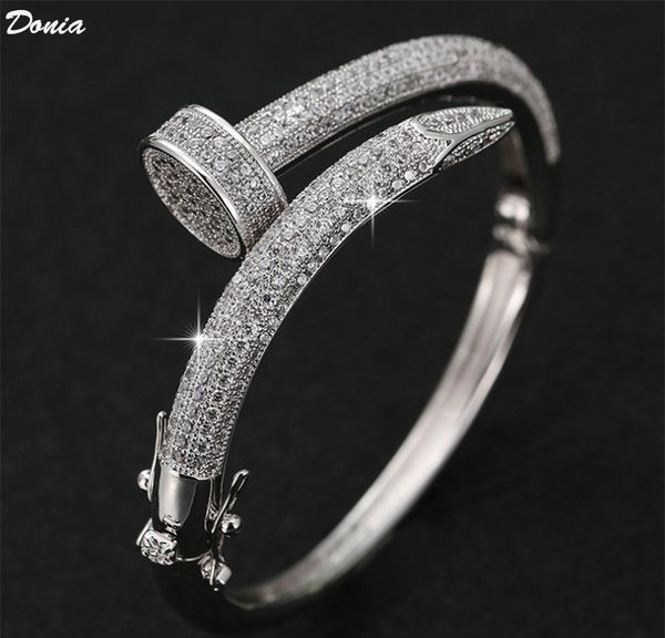 

donia jewelry party european and american fashion large nail classic micro inlaid zirconia bracelet for women designer, Black