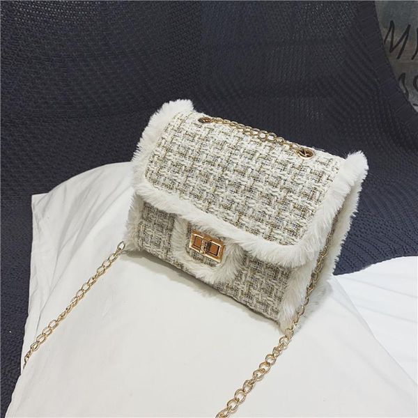 

women's messenger bag 2020 trend shoulder bag plush wool tide chain shoulder messenger small square ladies hand bags #jy