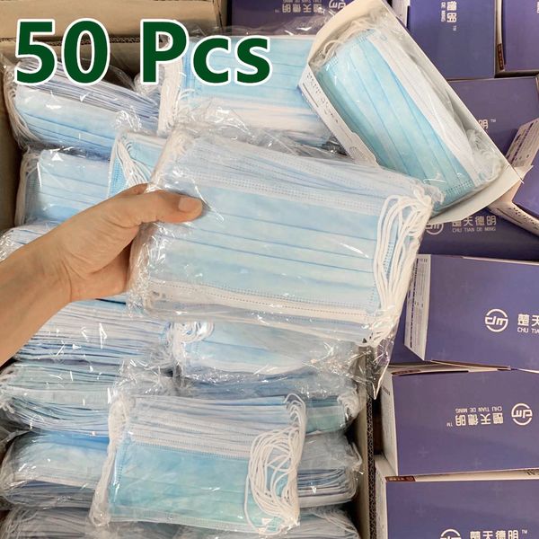 

50 pcs/lot disposable face mask non-woven face masks 3 ply anti flu dust proof mask respirator mouth safety masks anti-fog masks, ce