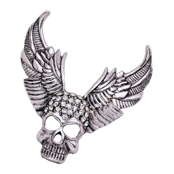 

vintage lapel pin badge rhinestone skull brooch pin for suit tuxedo - hallowen gifts for men father boyfriends, Gray