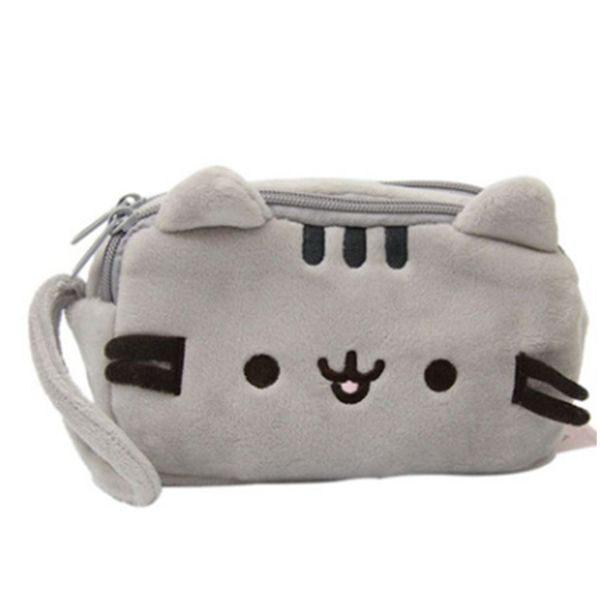

portable cartoon plush cute cat pencil case cosmetics pouchs for travel ladies pouch women beauty cosmetic bag organizer