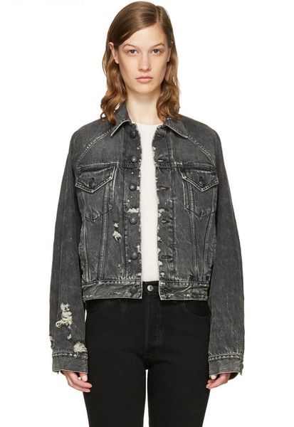 

2020 нового slp женской куртка джинсовой ткань синего черный топ дизайнер бренд мода случайный стрит тенденция бренд, Black;brown