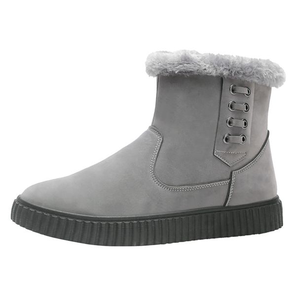 

winter plush flats booties men's casual plus velvet warm cotton shoes waterproof comfortable flock short snow boots botas hombre, Black