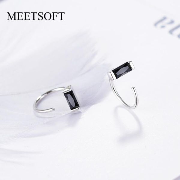 

meetsoft 925 silver prevent allergy hoop earrings for women trendy design black white circle crystal jewelry gift, Golden;silver