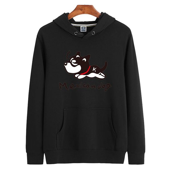 

men autumn new style hooded pullover looped pile cartoon puppy hoodie fashion casual multi-cotton couple clothes mq1439, Black