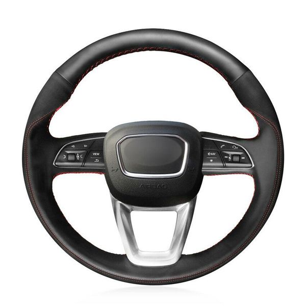 

for audi q7 2016 2017 hand-sewn steering wheel cover black artificial leather
