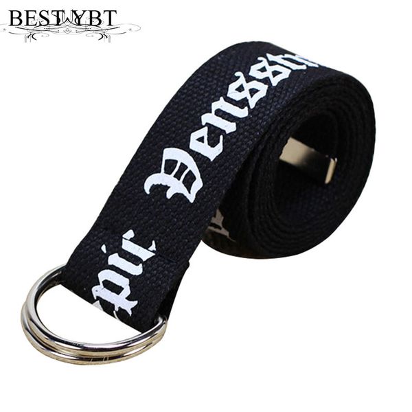 

ybt canvas belt 130cm fashion neutral canvas men belt printing alloy double buckle student cowboy pants, Black;brown