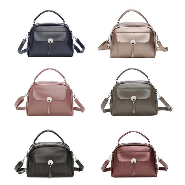 

fashion solid color messenger handbag women pu leather elegant shoulder crossbody handle shopping bags