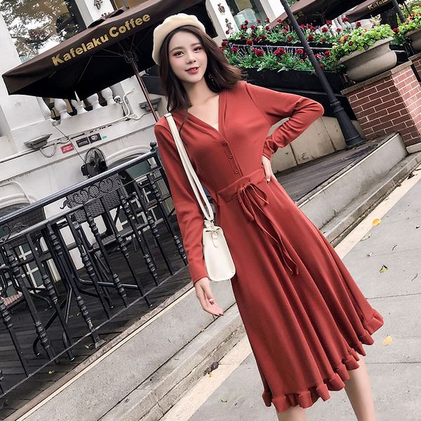 red sweater swing dress